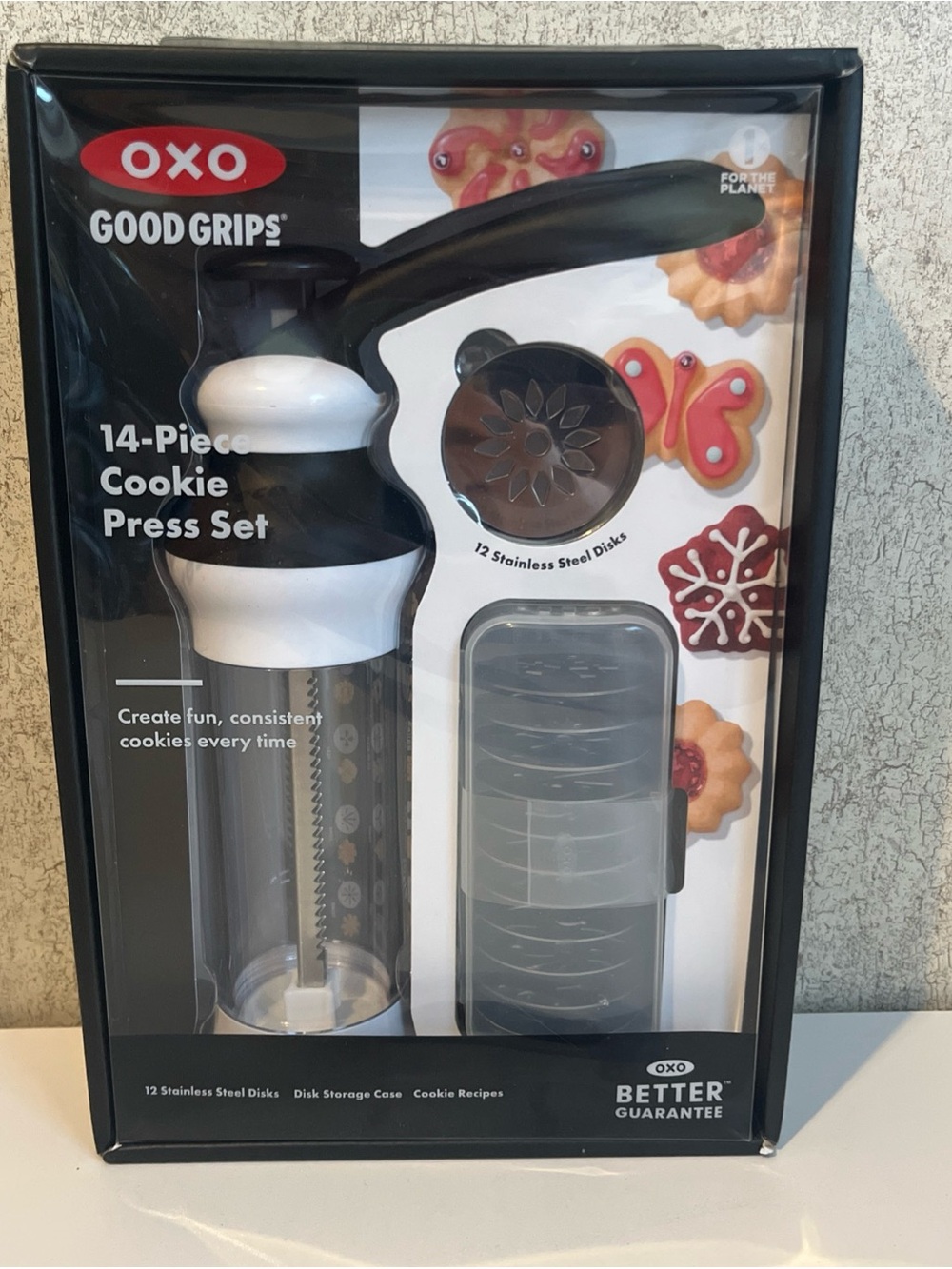 OXO Good Grips Cookie Press Set 14 Piece Stainless Steel Discs & Storage Case